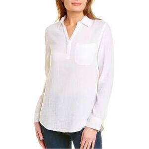 Beach Lunch Lounge gauze White Women's v neck tunic Top  coverup, size Medium